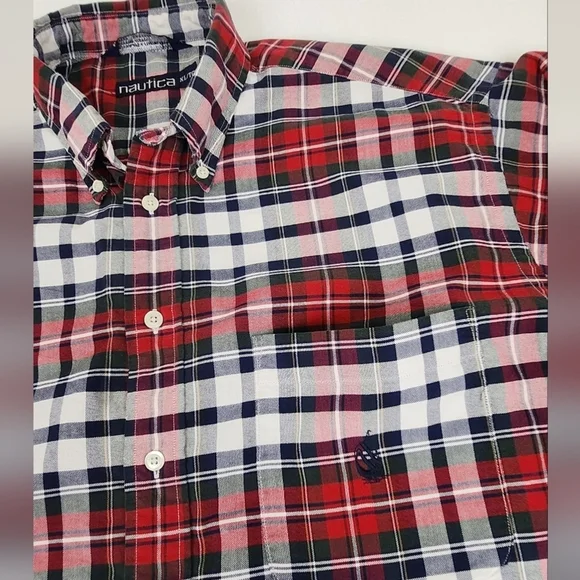 Vintage Nautica Plaid Holiday Button Down Pocket Shirt - Picture 2 of 6